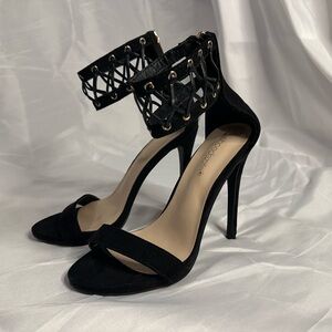 Ankle Strap Black Stiletto Heels